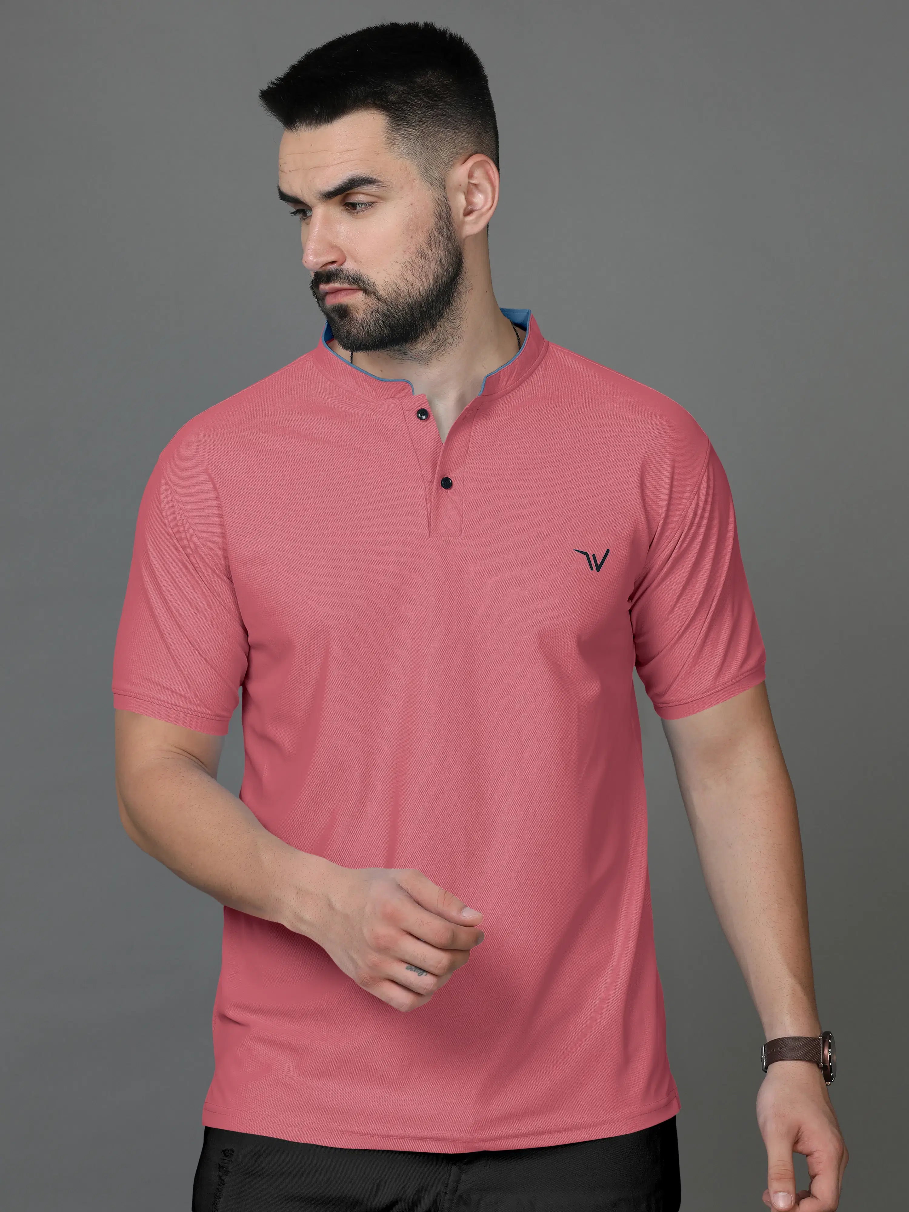 Fabzy Men Cotton Blend Regular Fit Solid T-Shirt ( Pink ) Fabzy Men Cotton Blend Regular Fit Solid T-Shirt ( Pink )