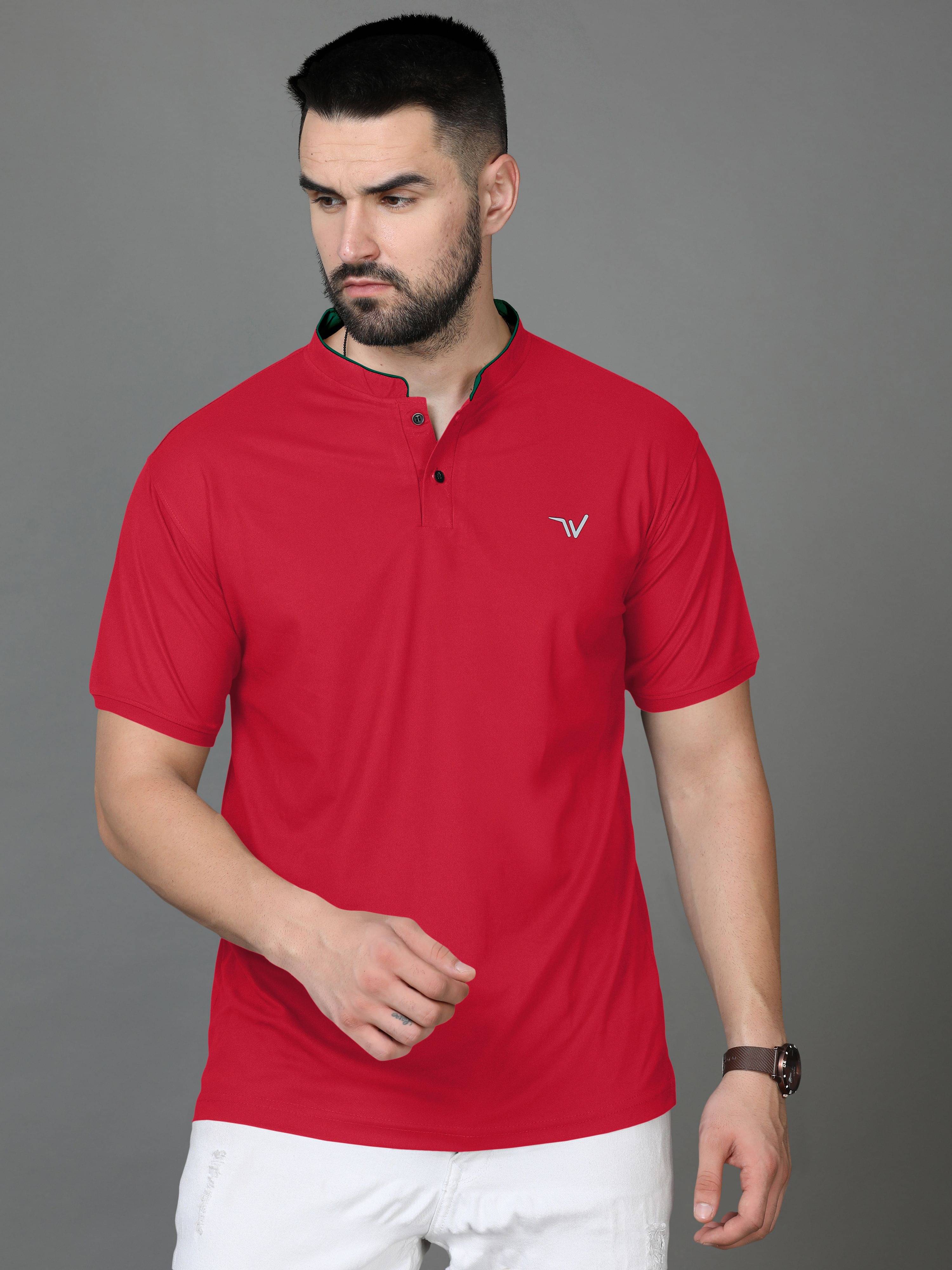 Fabzy Men Cotton Blend Regular Fit Solid T-Shirt ( Red ) Fabzy Men Cotton Blend Regular Fit Solid T-Shirt ( Red )