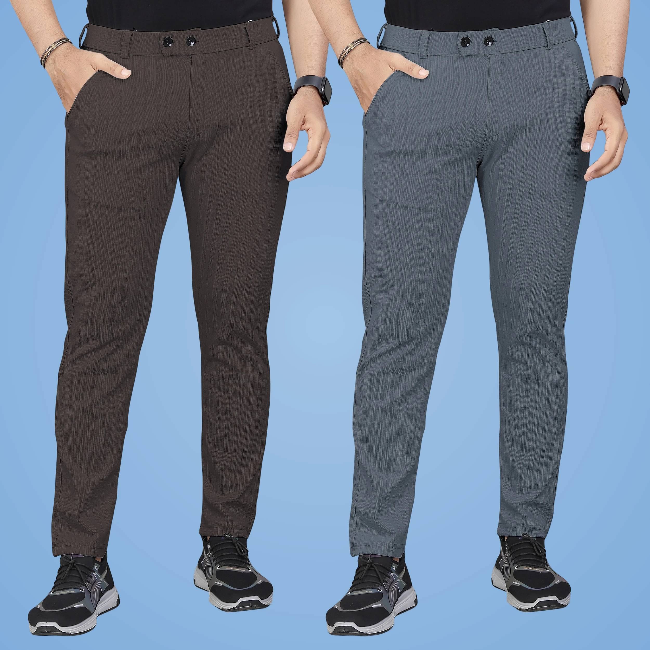     			GIBBONTE Regular Men's Trouser - Multicolor 4 ( Pack of 2 )