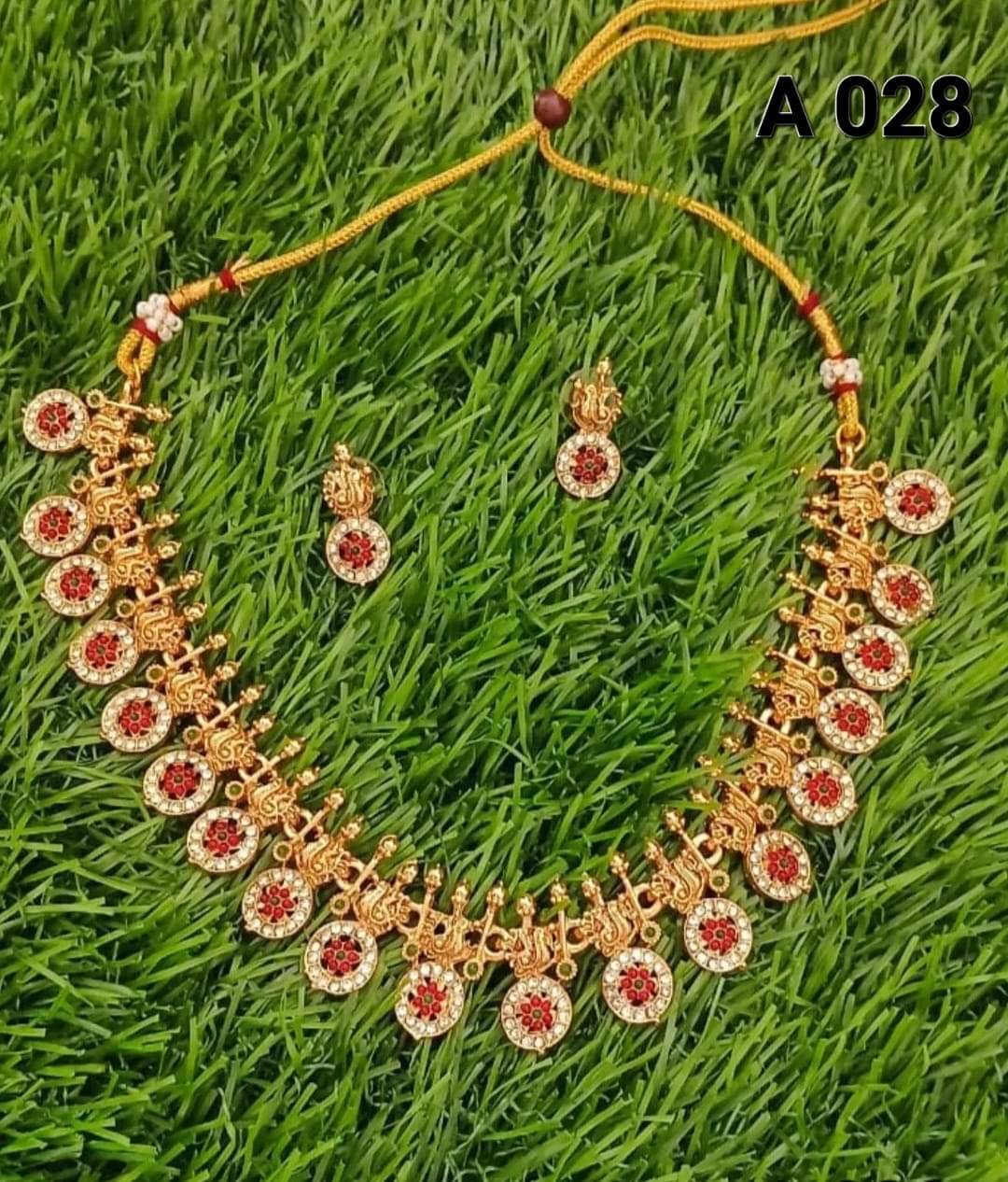     			Gold Covering and Fancy Jewellery Multi Color Copper Necklace Set ( Pack of 3 )