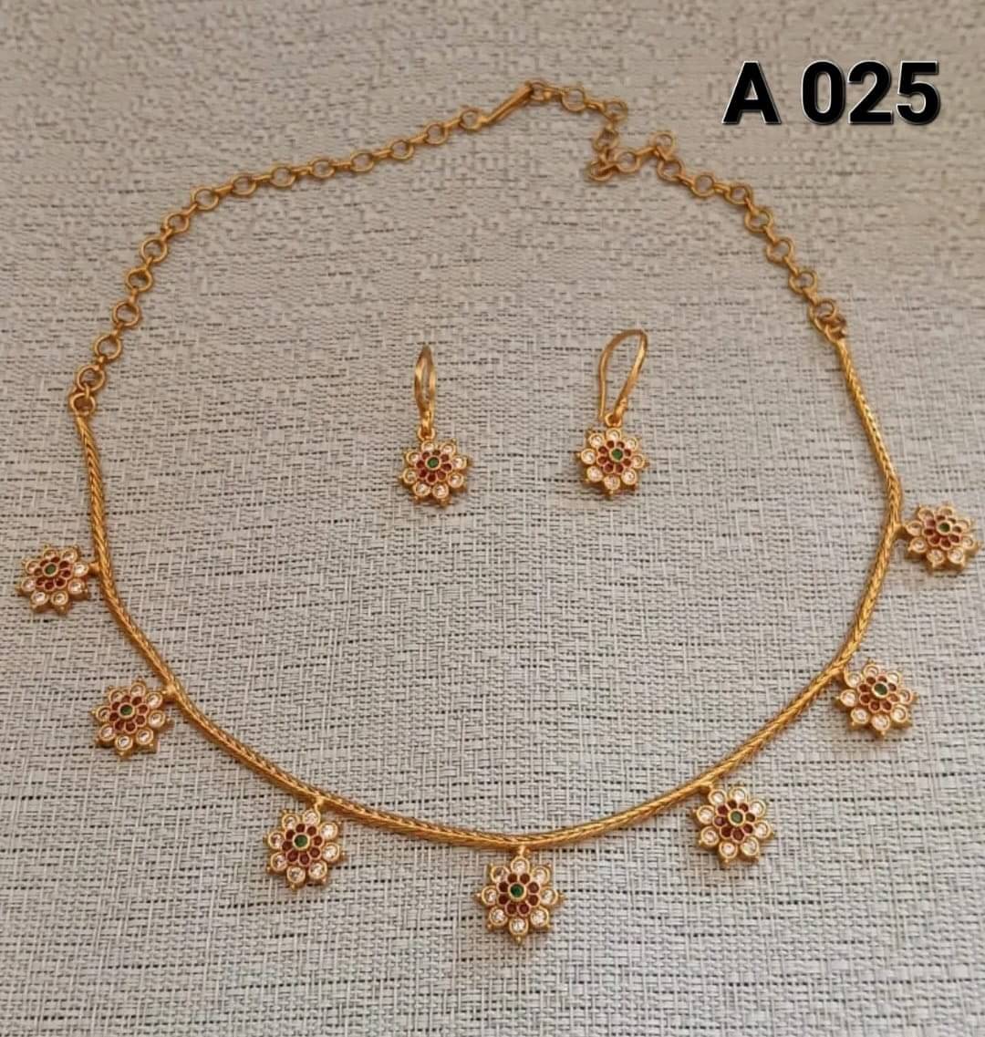     			Gold Covering and Fancy Jewellery Multi Color Copper Necklace Set ( Pack of 2 )