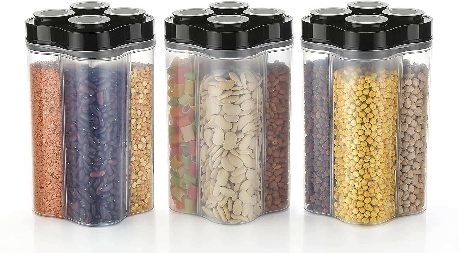     			HASHONE Plastic Black Food Container ( Set of 3 )