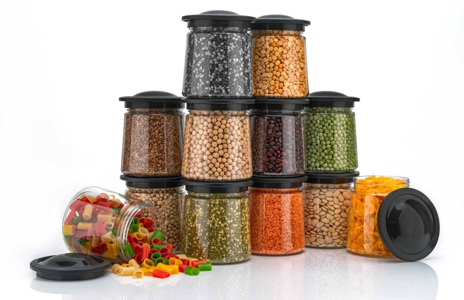     			HASHONE Plastic Black Food Container ( Set of 12 )