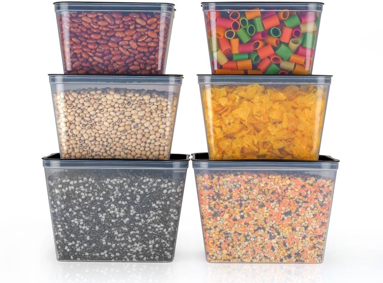     			HASHONE Plastic Black Multi-Purpose Container ( Set of 6 )