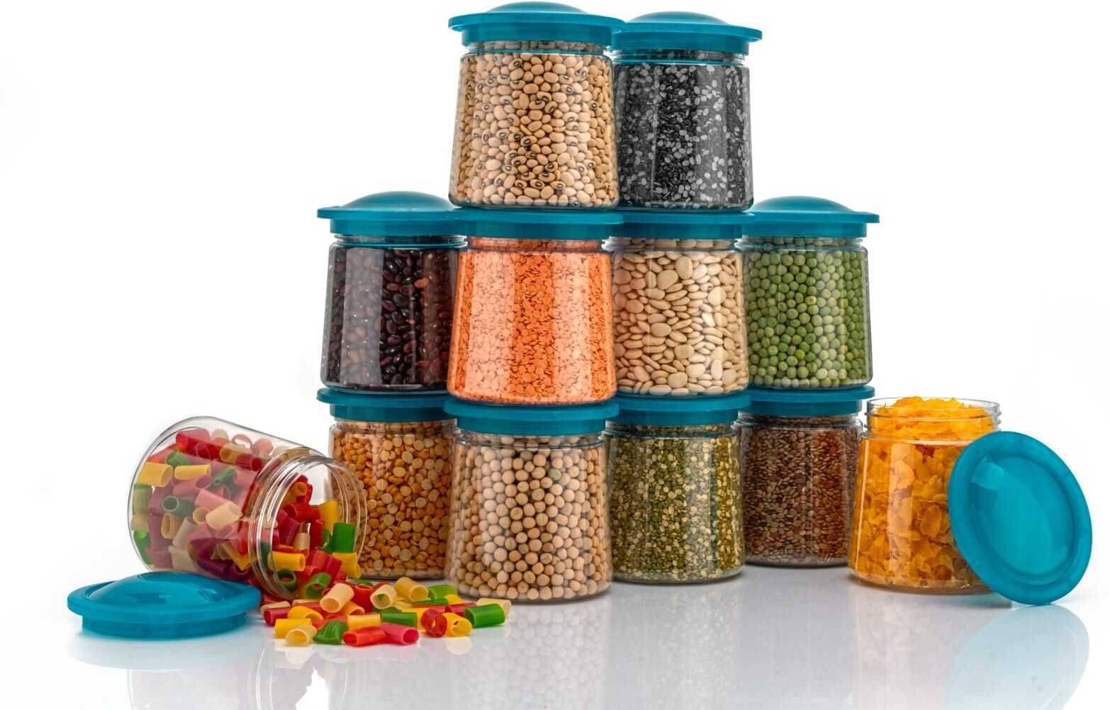     			HASHONE Plastic Blue Food Container ( Set of 12 )