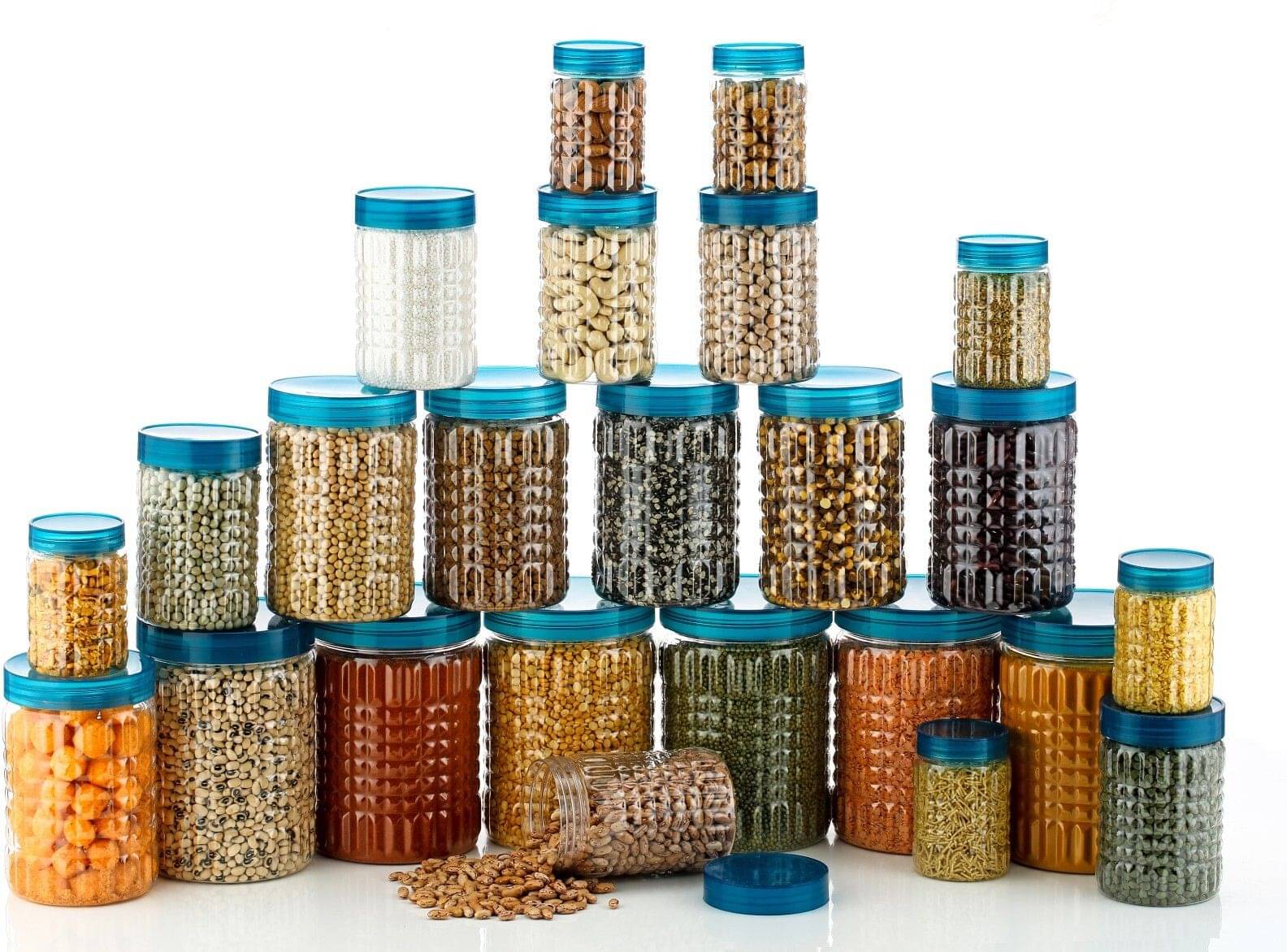     			HASHONE Plastic Blue Food Container ( Set of 24 )