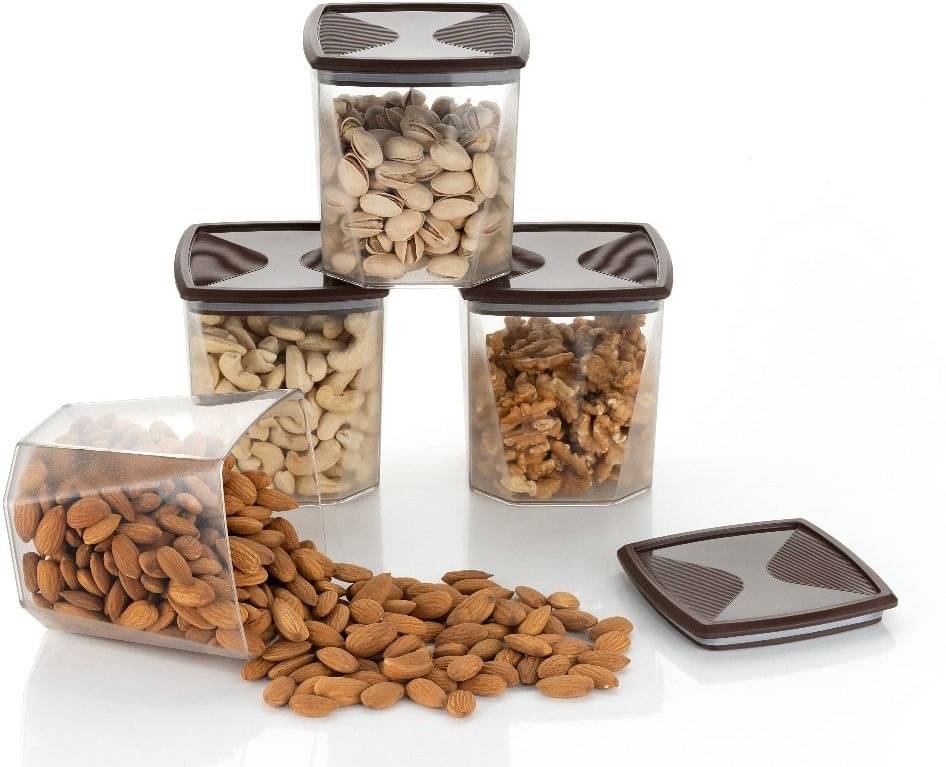     			HASHONE Plastic Brown Food Container ( Set of 6 )