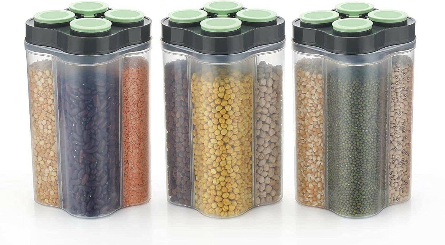     			HASHONE Plastic Green Food Container ( Set of 3 )
