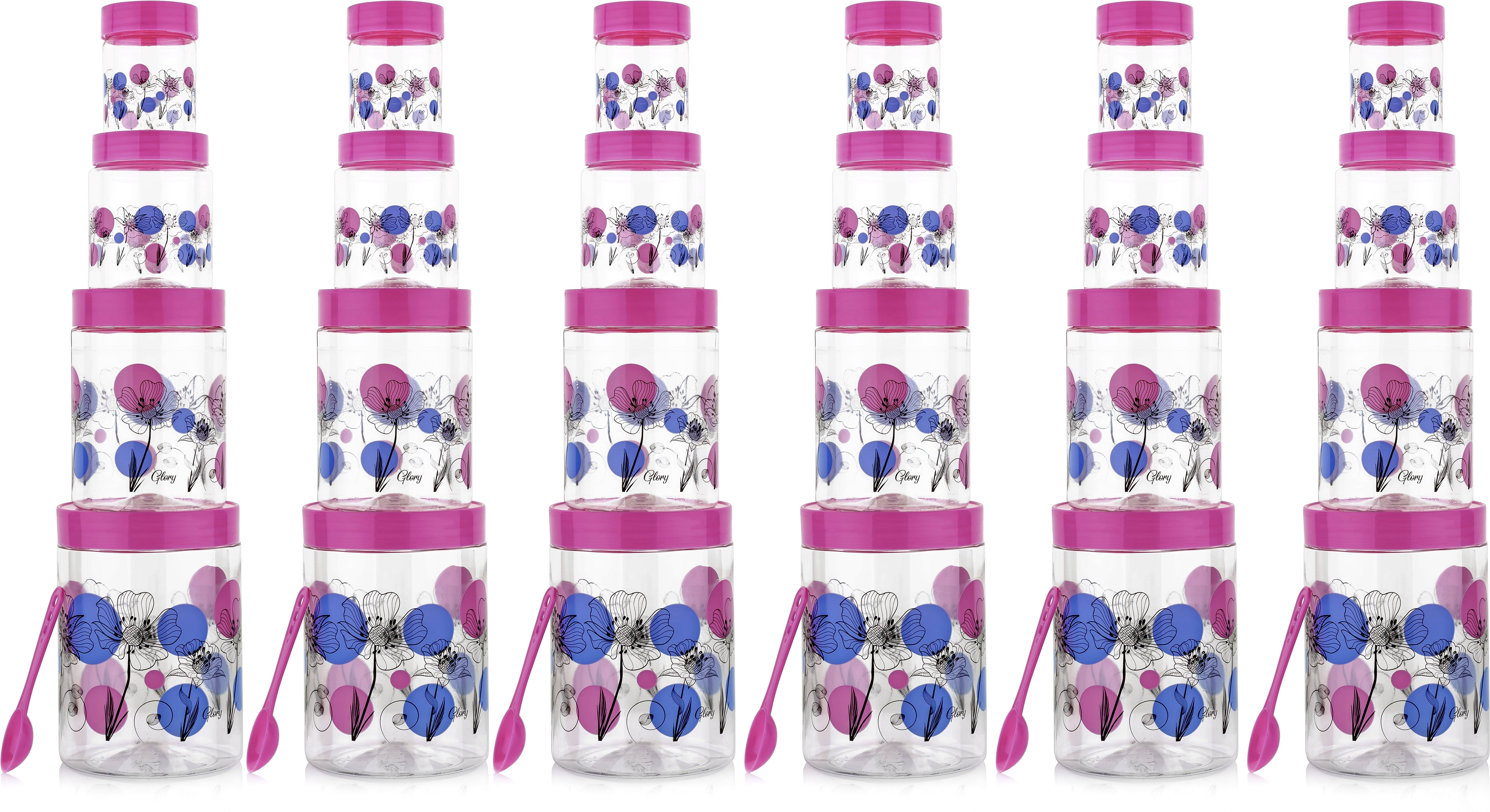     			HASHONE Plastic Pink Food Container ( Set of 24 )