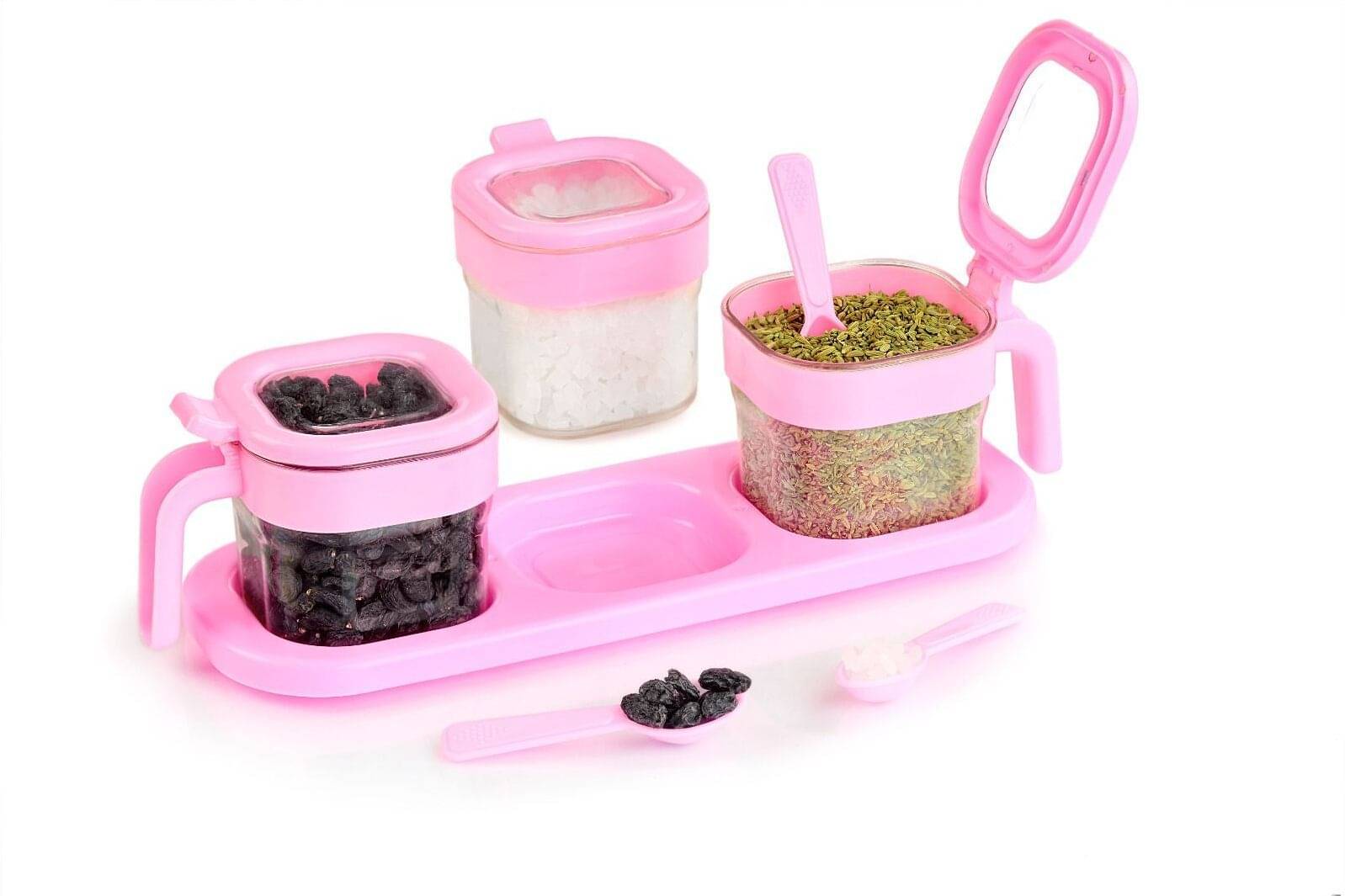     			HASHONE Plastic Pink Utility Container ( Set of 3 )