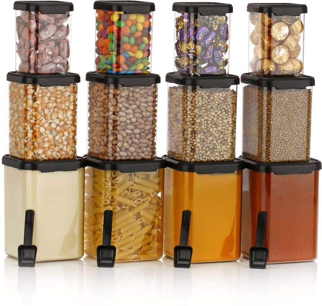     			HASHONE Plastic Transparent Food Container ( Set of 12 )