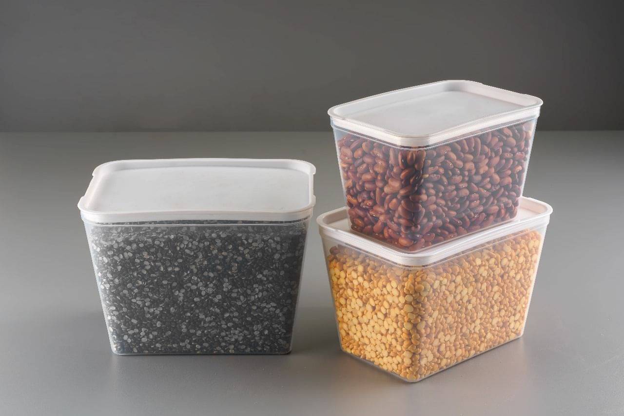     			HASHONE Plastic White Multi-Purpose Container ( Set of 3 )