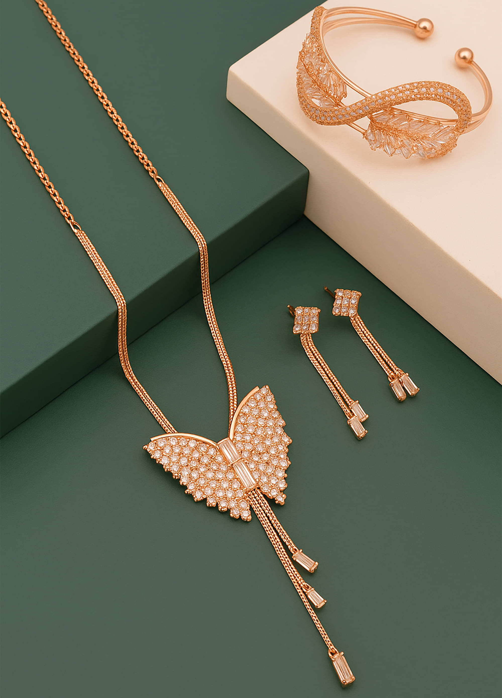     			JIPPA Rose Gold Metal Necklace ( Pack of 2 )