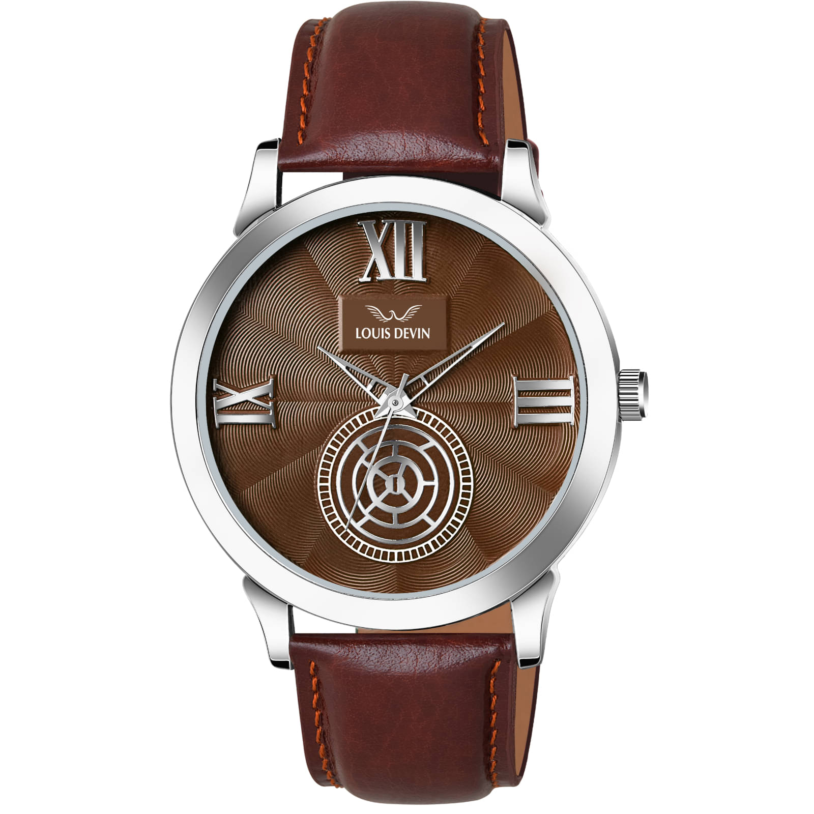     			LOUIS DEVIN Brown Leather Analog Men's Watch