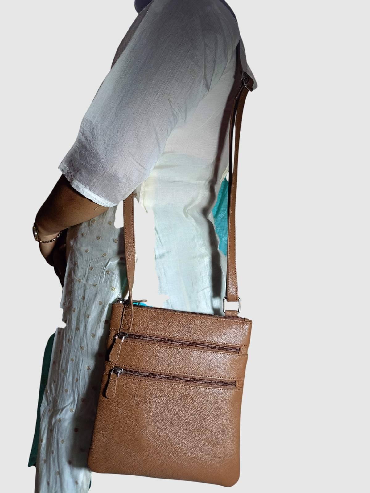     			LUIFIGO Sling Bag Pure Leather Set of 1 ( Tan )