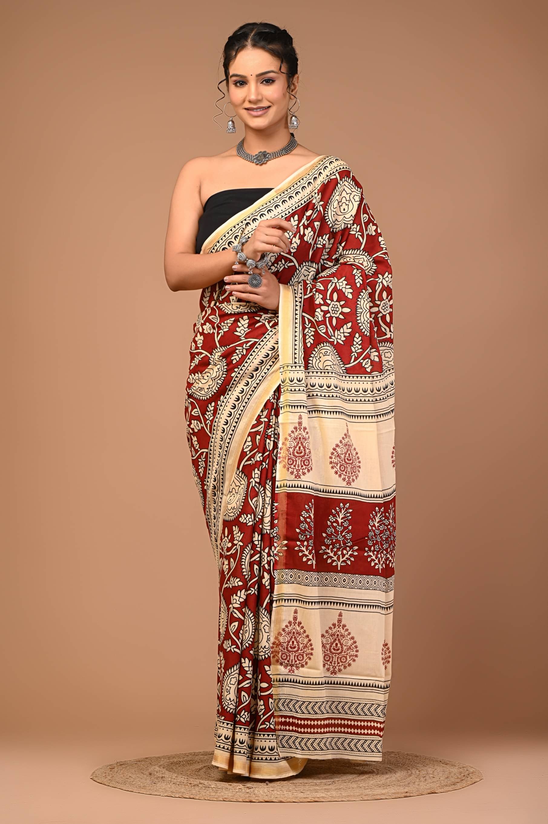 Lovwear Cotton Printed Regular Saree With Unstitched Blouse Piece ( Red )     			Lovwear Cotton Printed Regular Saree With Unstitched Blouse Piece ( Red )