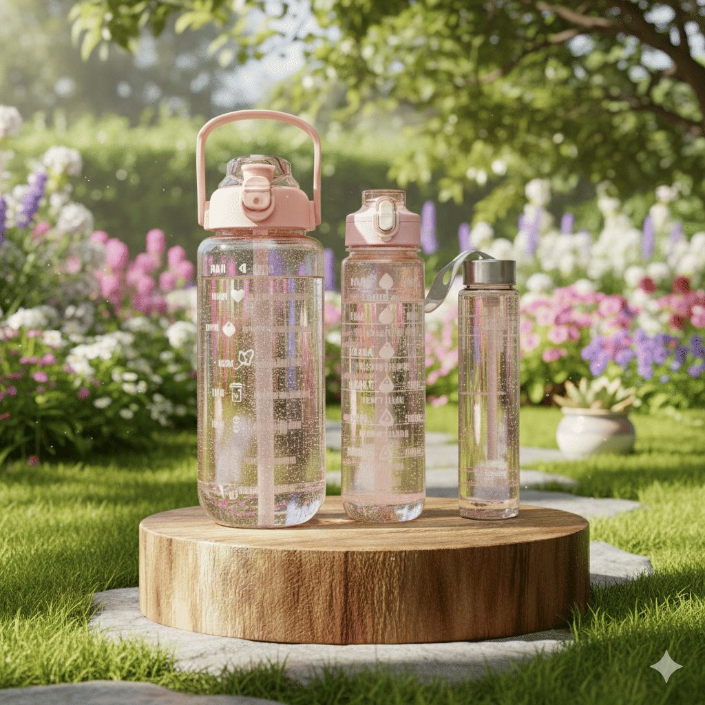 MOONVILLA 3 Pcs Motivational Sipper Water bottle Set Multicolor Plastic Water Bottle 2000 mL ( Set of 3 )     			MOONVILLA 3 Pcs Motivational Sipper Water bottle Set Multicolor Plastic Water Bottle 2000 mL ( Set of 3 )