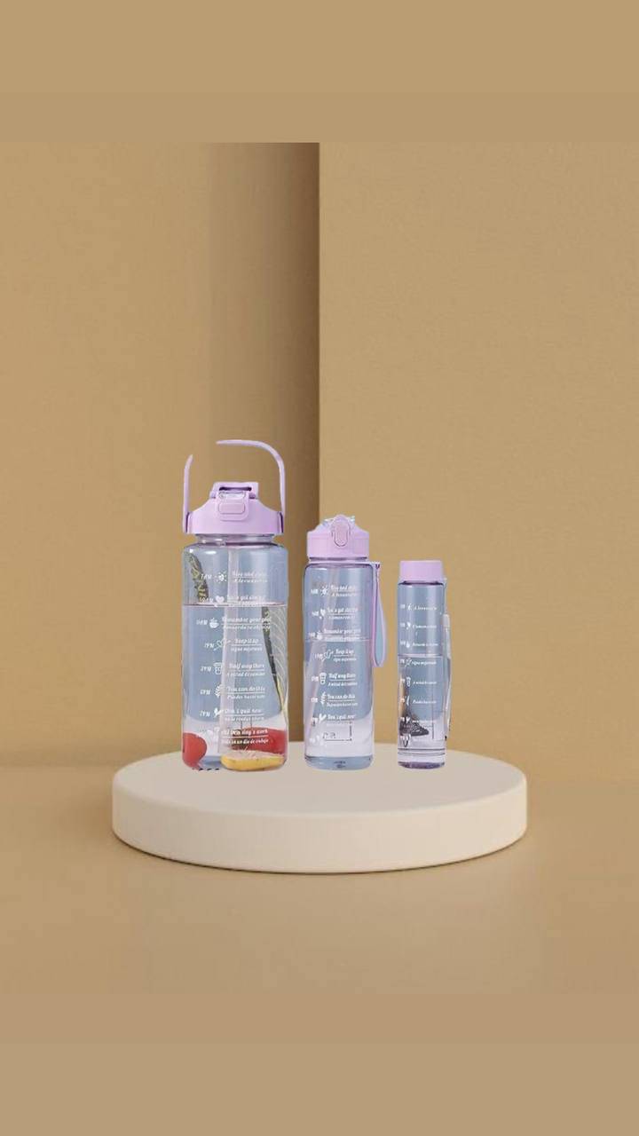 MOONVILLA 3 Pcs Motivational Sipper Water bottle Set Multicolor Plastic Water Bottle 2000 mL ( Set of 3 )     			MOONVILLA 3 Pcs Motivational Sipper Water bottle Set Multicolor Plastic Water Bottle 2000 mL ( Set of 3 )