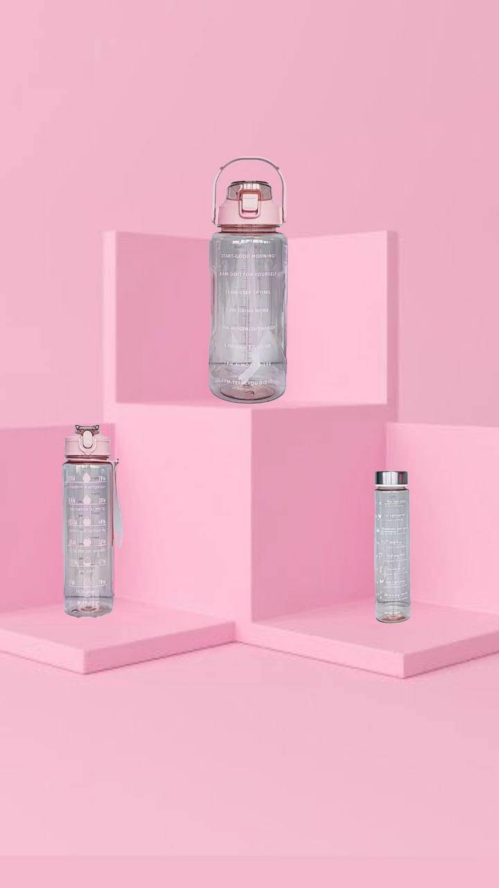 MOONVILLA 3 Pcs Motivational Sipper Water bottle Set Multicolor Plastic Water Bottle 2000 mL ( Set of 3 ) MOONVILLA 3 Pcs Motivational Sipper Water bottle Set Multicolor Plastic Water Bottle 2000 mL ( Set of 3 )