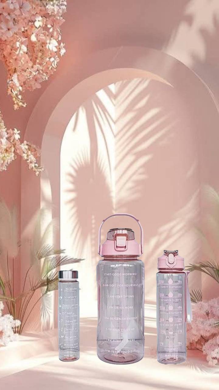 MOONVILLA 3 Pcs Motivational Sipper Water bottle Set Multicolor Plastic Water Bottle 2000 mL ( Set of 3 )     			MOONVILLA 3 Pcs Motivational Sipper Water bottle Set Multicolor Plastic Water Bottle 2000 mL ( Set of 3 )