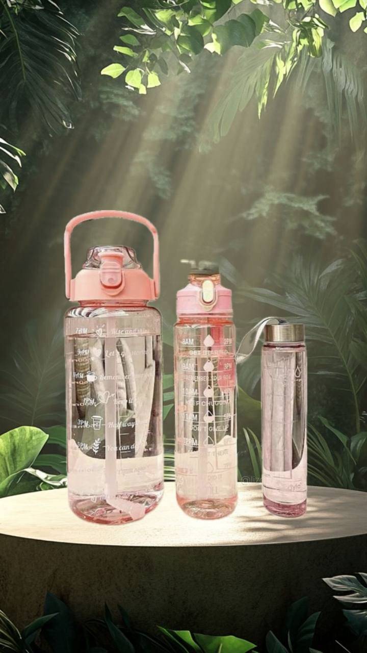     			MOONVILLA 3 Pcs Motivational Sipper Water bottle Set Multicolor Plastic Water Bottle 2000 mL ( Set of 3 )