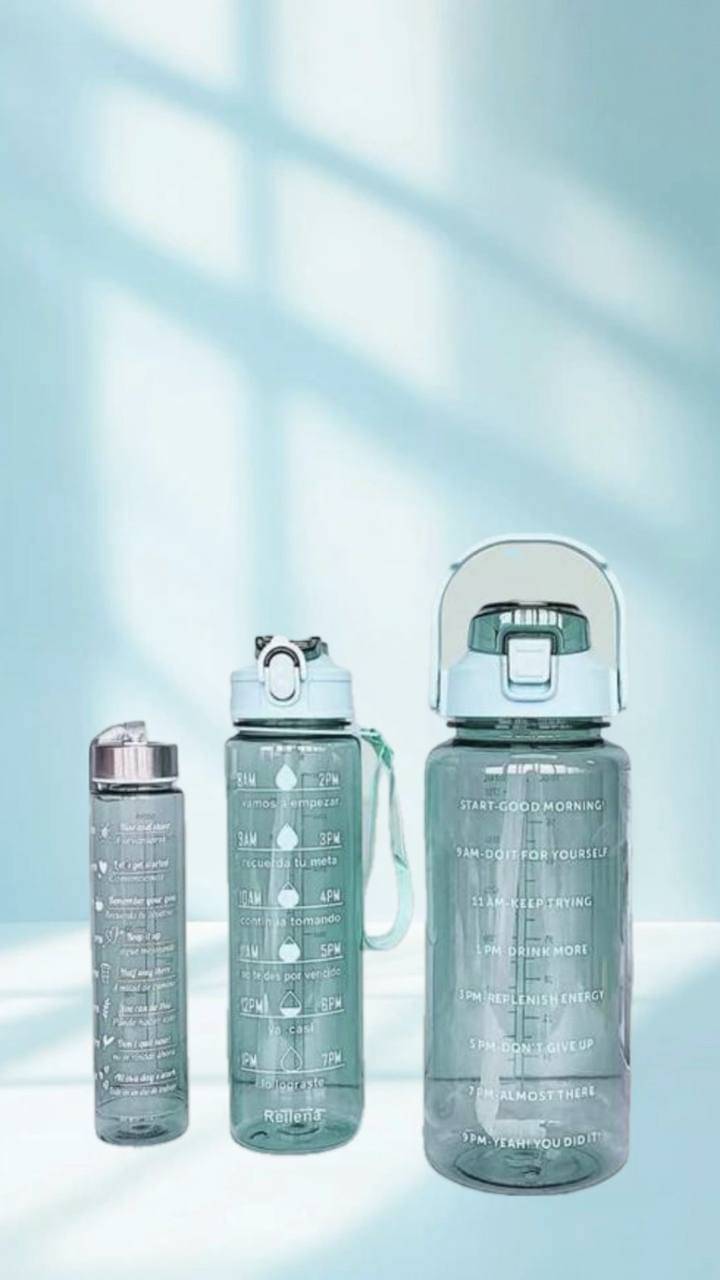 MOONVILLA 3 Pcs Motivational Sipper Water bottle Set Multicolor Plastic Water Bottle 2000 mL ( Set of 3 )     			MOONVILLA 3 Pcs Motivational Sipper Water bottle Set Multicolor Plastic Water Bottle 2000 mL ( Set of 3 )