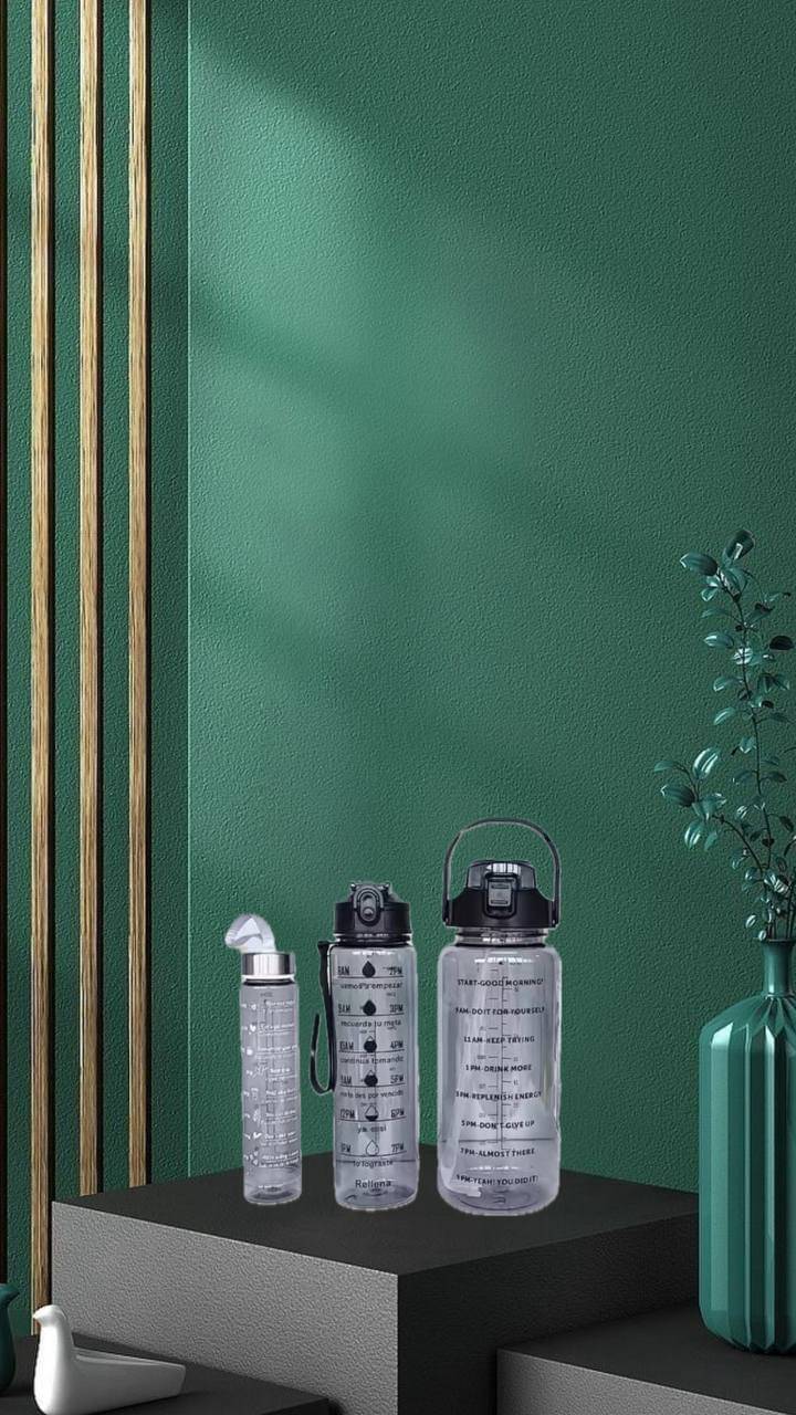 MOONVILLA 3 Pcs Motivational Sipper Water bottle Set Multicolor Plastic Water Bottle 2000 mL ( Set of 3 )     			MOONVILLA 3 Pcs Motivational Sipper Water bottle Set Multicolor Plastic Water Bottle 2000 mL ( Set of 3 )