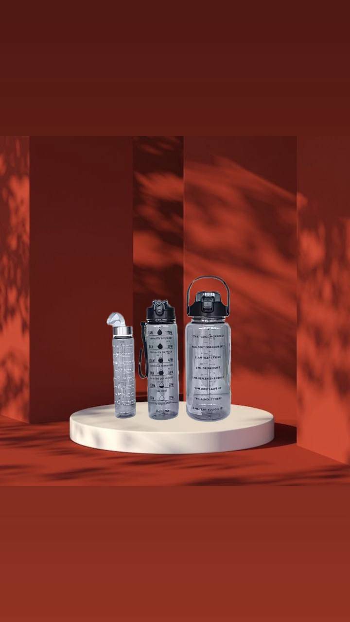     			MOONVILLA 3 Pcs Motivational Sipper Water bottle Set Multicolor Plastic Water Bottle 2000 mL ( Set of 3 )