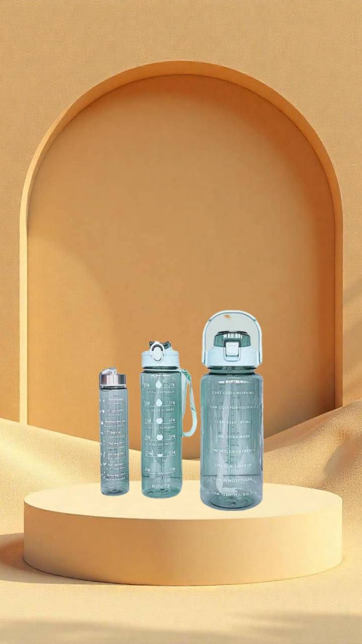 MOONVILLA 3 Pcs Motivational Sipper Water bottle Set Multicolor Plastic Water Bottle 2000 mL ( Set of 3 )     			MOONVILLA 3 Pcs Motivational Sipper Water bottle Set Multicolor Plastic Water Bottle 2000 mL ( Set of 3 )