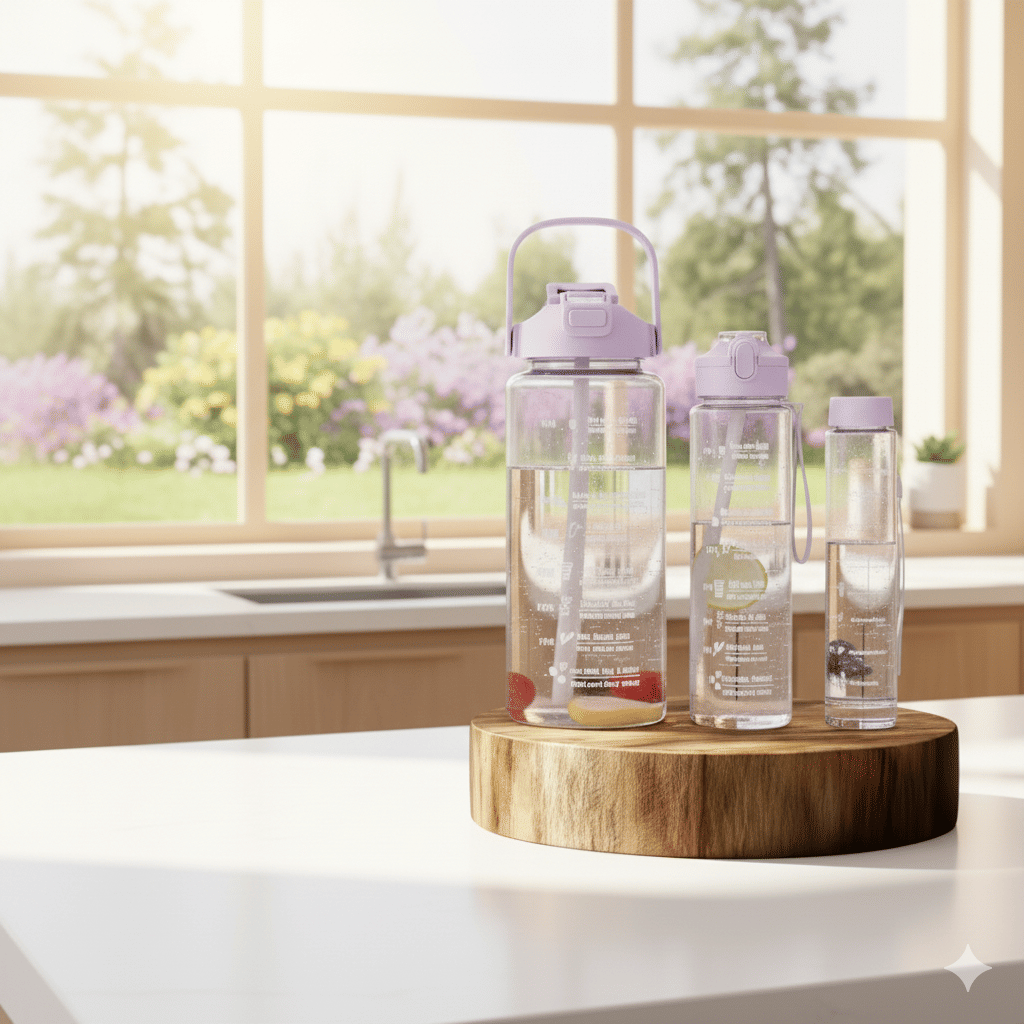 MOONVILLA 3 Pcs Motivational Sipper Water bottle Set Multicolor Plastic Water Bottle 2000 mL ( Set of 3 ) MOONVILLA 3 Pcs Motivational Sipper Water bottle Set Multicolor Plastic Water Bottle 2000 mL ( Set of 3 )