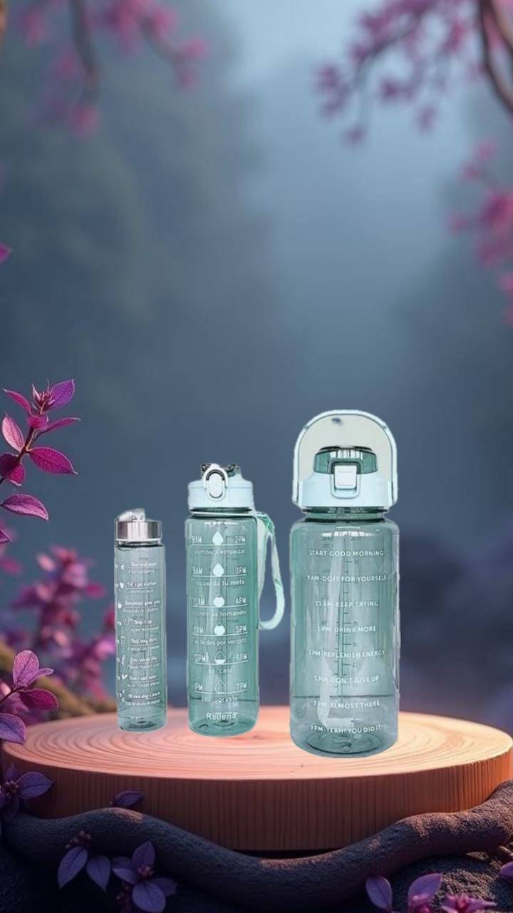 MOONVILLA 3 Pcs Motivational Sipper Water bottle Set Multicolor Plastic Water Bottle 2000 mL ( Set of 3 ) MOONVILLA 3 Pcs Motivational Sipper Water bottle Set Multicolor Plastic Water Bottle 2000 mL ( Set of 3 )