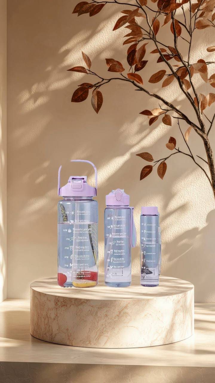 MOONVILLA 3 Pcs Motivational Sipper Water bottle Set Multicolor Plastic Water Bottle 2000 mL ( Set of 3 )     			MOONVILLA 3 Pcs Motivational Sipper Water bottle Set Multicolor Plastic Water Bottle 2000 mL ( Set of 3 )