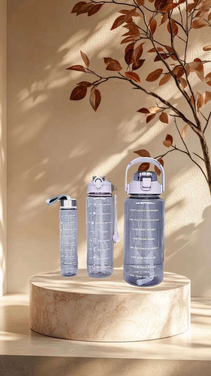 MOONVILLA 3 Pcs Motivational Sipper Water bottle Set Multicolor Plastic Water Bottle 2000 mL ( Set of 3 ) MOONVILLA 3 Pcs Motivational Sipper Water bottle Set Multicolor Plastic Water Bottle 2000 mL ( Set of 3 )