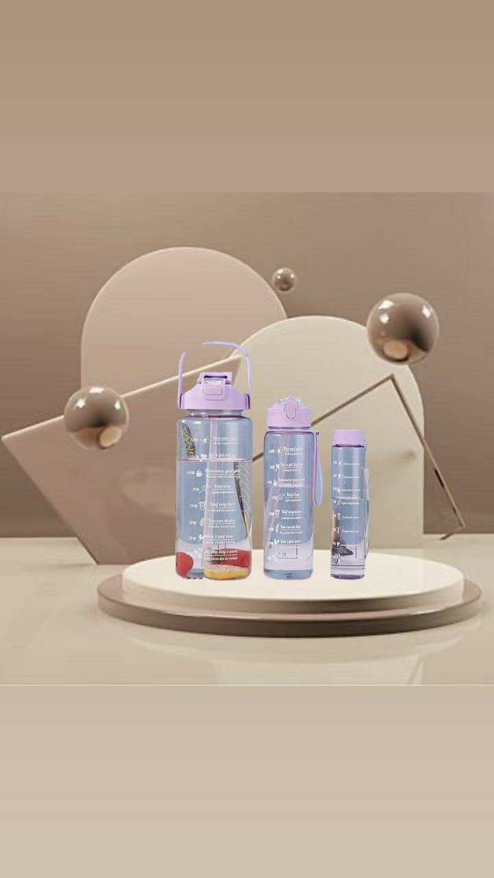 MOONVILLA 3 Pcs Motivational Sipper Water bottle Set Multicolor Plastic Water Bottle 2000 mL ( Set of 3 )     			MOONVILLA 3 Pcs Motivational Sipper Water bottle Set Multicolor Plastic Water Bottle 2000 mL ( Set of 3 )