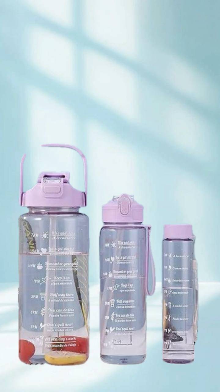     			MOONVILLA 3 Pcs Motivational Sipper Water bottle Set Multicolor Plastic Water Bottle 2000 mL ( Set of 3 )