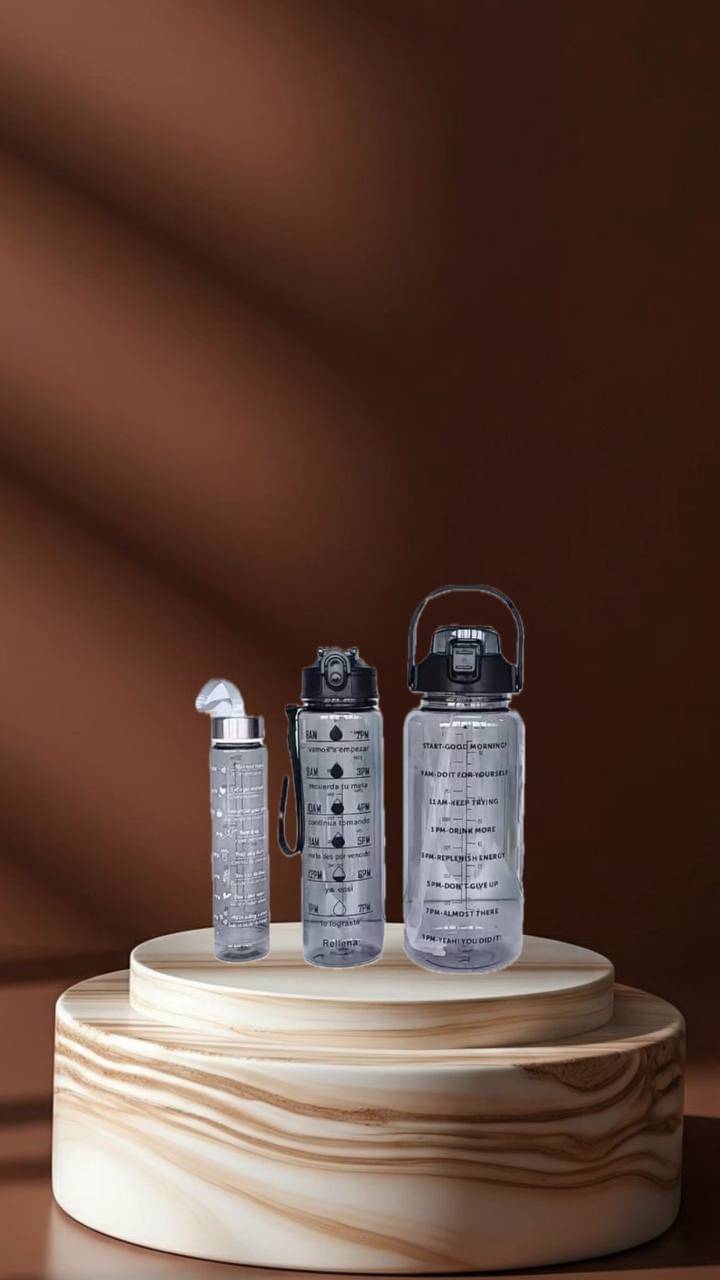 MOONVILLA 3 Pcs Motivational Sipper Water bottle Set Multicolor Plastic Water Bottle 2000 mL ( Set of 3 ) MOONVILLA 3 Pcs Motivational Sipper Water bottle Set Multicolor Plastic Water Bottle 2000 mL ( Set of 3 )