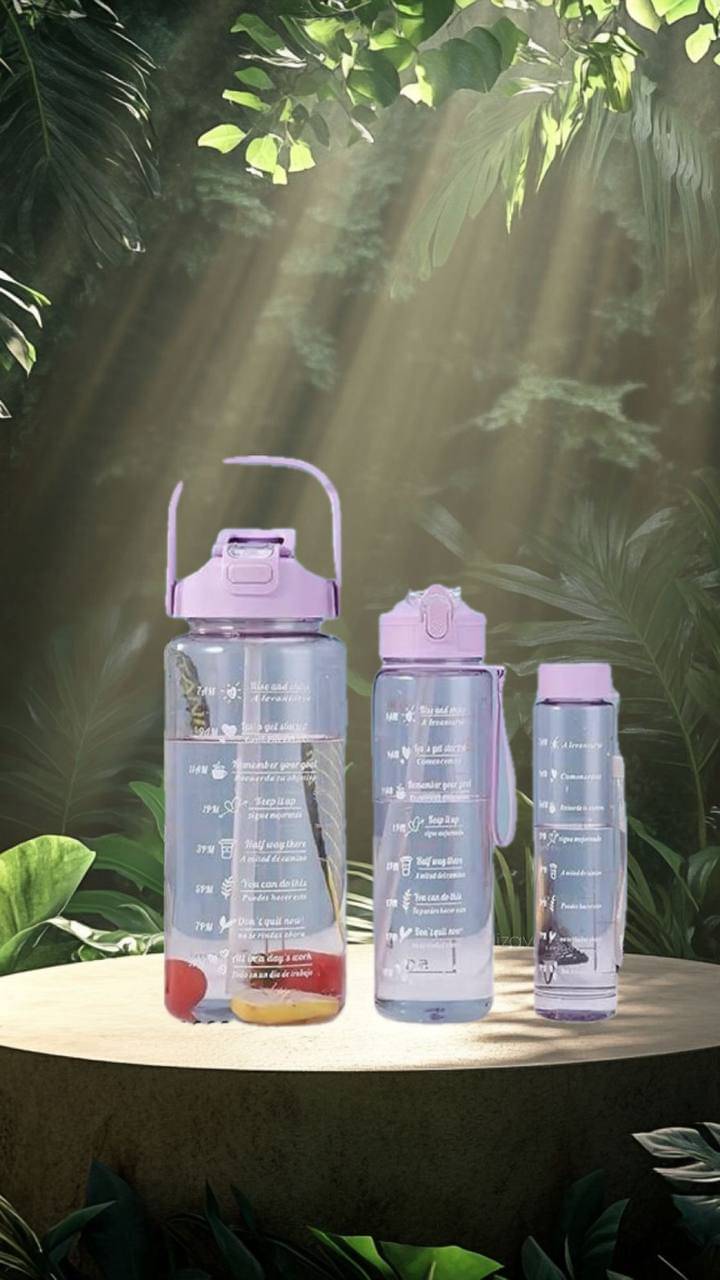 MOONVILLA 3 Pcs Motivational Sipper Water bottle Set Multicolor Plastic Water Bottle 2000 mL ( Set of 3 ) MOONVILLA 3 Pcs Motivational Sipper Water bottle Set Multicolor Plastic Water Bottle 2000 mL ( Set of 3 )