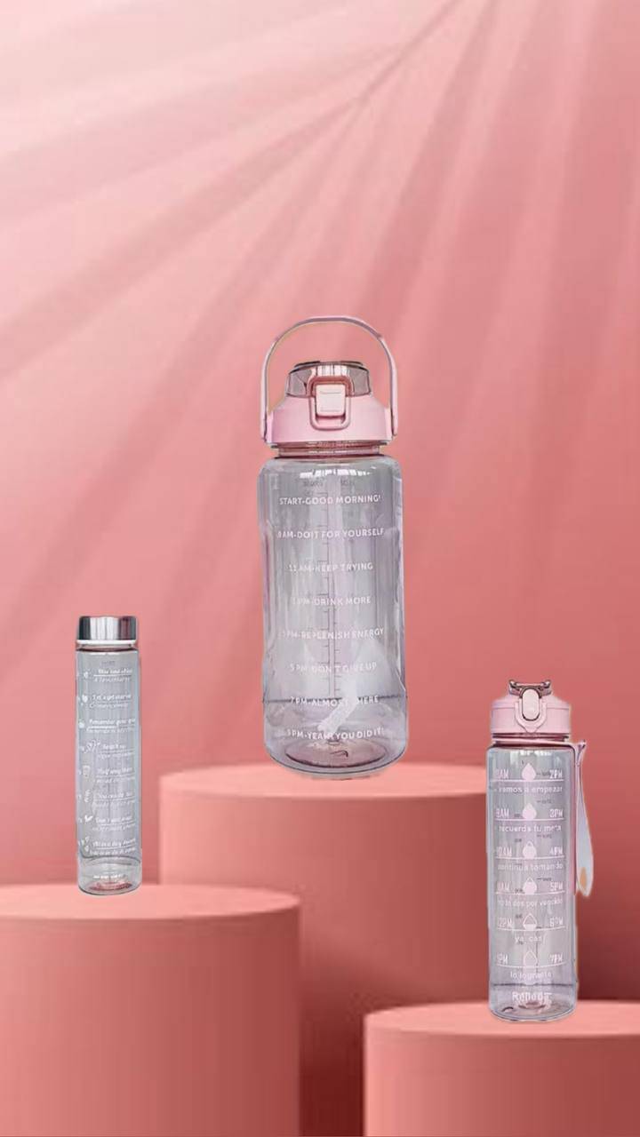 MOONVILLA 3 Pcs Motivational Sipper Water bottle Set Multicolor Plastic Water Bottle 2000 mL ( Set of 3 ) MOONVILLA 3 Pcs Motivational Sipper Water bottle Set Multicolor Plastic Water Bottle 2000 mL ( Set of 3 )