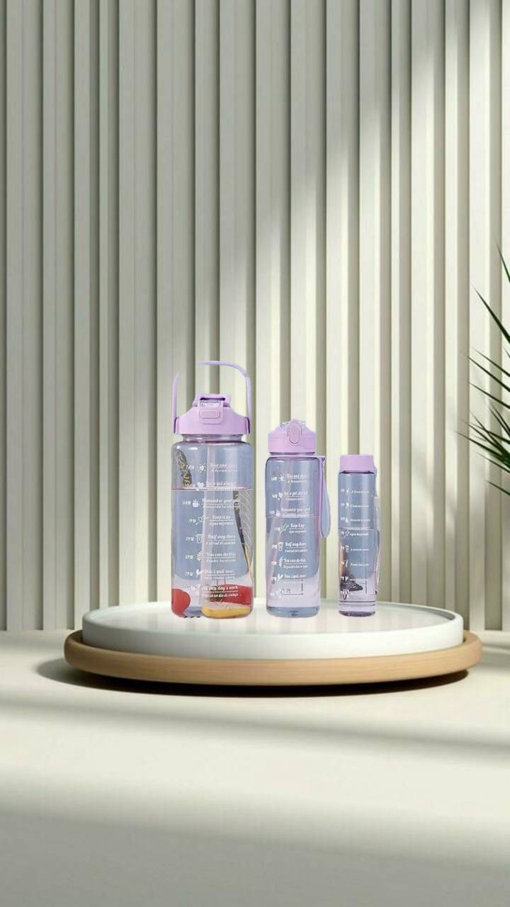     			MOONVILLA 3 Pcs Motivational Sipper Water bottle Set Multicolor Plastic Water Bottle 2000 mL ( Set of 3 )
