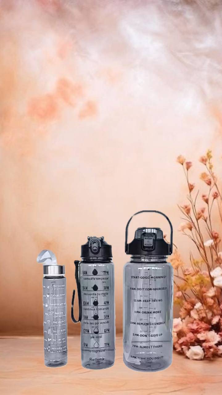     			MOONVILLA 3 Pcs Motivational Sipper Water bottle Set Multicolor Plastic Water Bottle 2000 mL ( Set of 3 )