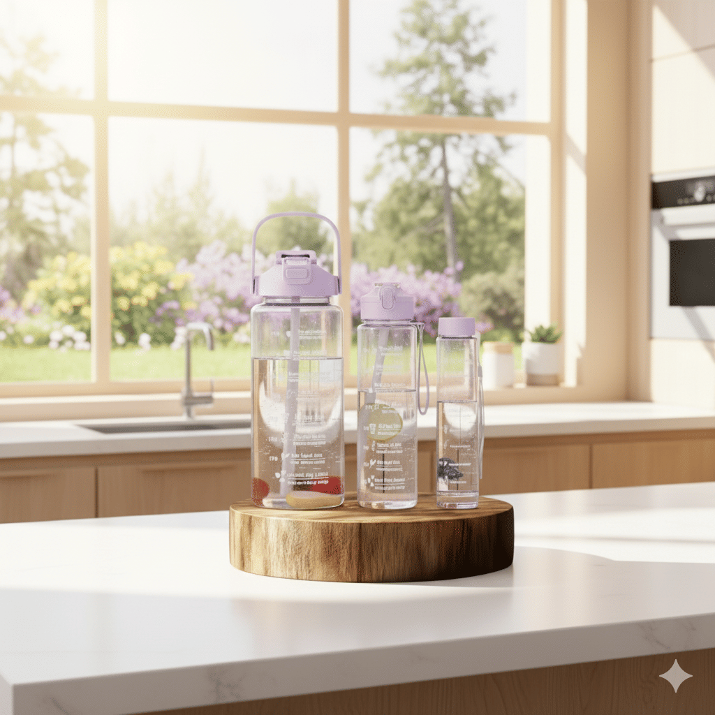 MOONVILLA 3 Pcs Motivational Sipper Water bottle Set Multicolor Plastic Water Bottle 2000 mL ( Set of 3 ) MOONVILLA 3 Pcs Motivational Sipper Water bottle Set Multicolor Plastic Water Bottle 2000 mL ( Set of 3 )