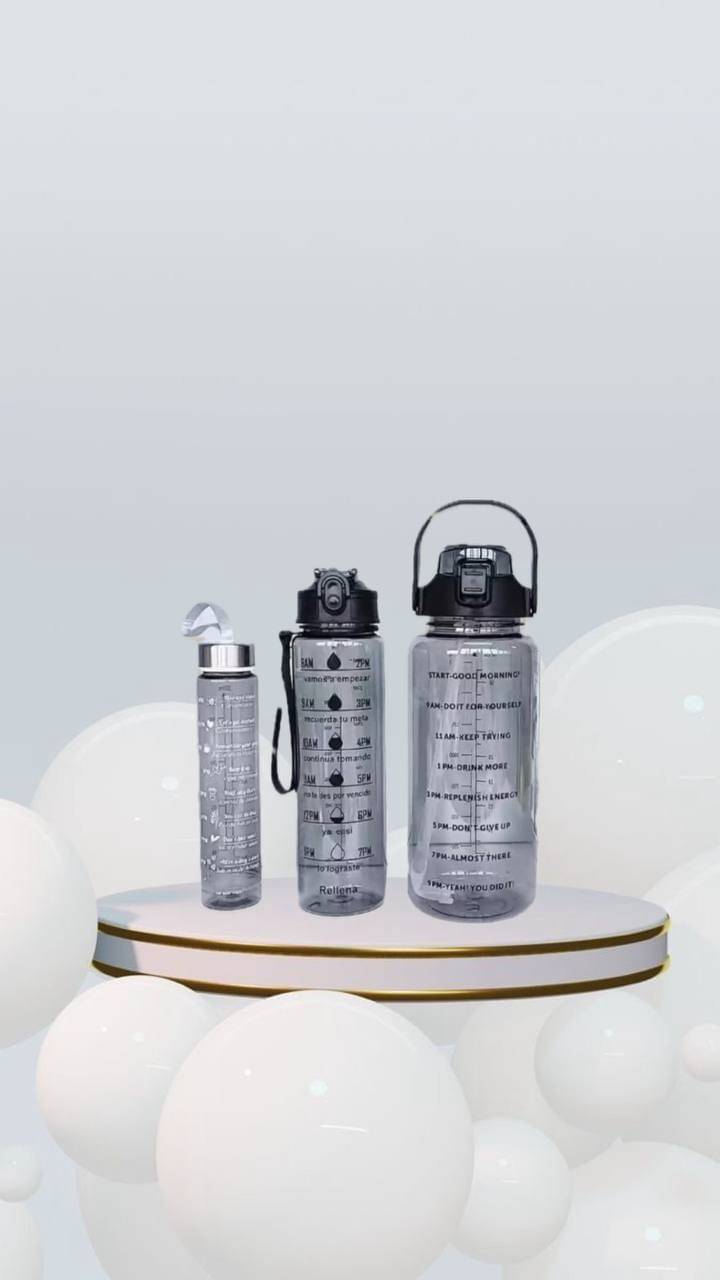 MOONVILLA 3 Pcs Motivational Sipper Water bottle Set Multicolor Plastic Water Bottle 2000 mL ( Set of 3 )     			MOONVILLA 3 Pcs Motivational Sipper Water bottle Set Multicolor Plastic Water Bottle 2000 mL ( Set of 3 )