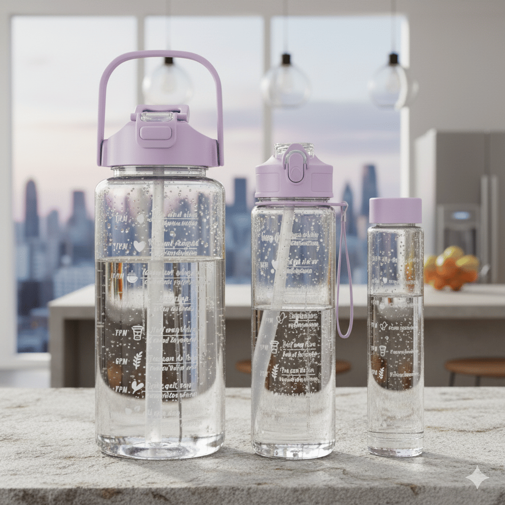 MOONVILLA 3 Pcs Motivational Sipper Water bottle Set Multicolor Plastic Water Bottle 2000 mL ( Set of 3 ) MOONVILLA 3 Pcs Motivational Sipper Water bottle Set Multicolor Plastic Water Bottle 2000 mL ( Set of 3 )