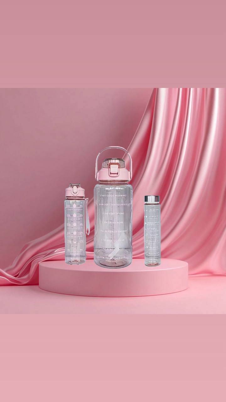 MOONVILLA 3 Pcs Motivational Sipper Water bottle Set Multicolor Plastic Water Bottle 2000 mL ( Set of 3 ) MOONVILLA 3 Pcs Motivational Sipper Water bottle Set Multicolor Plastic Water Bottle 2000 mL ( Set of 3 )