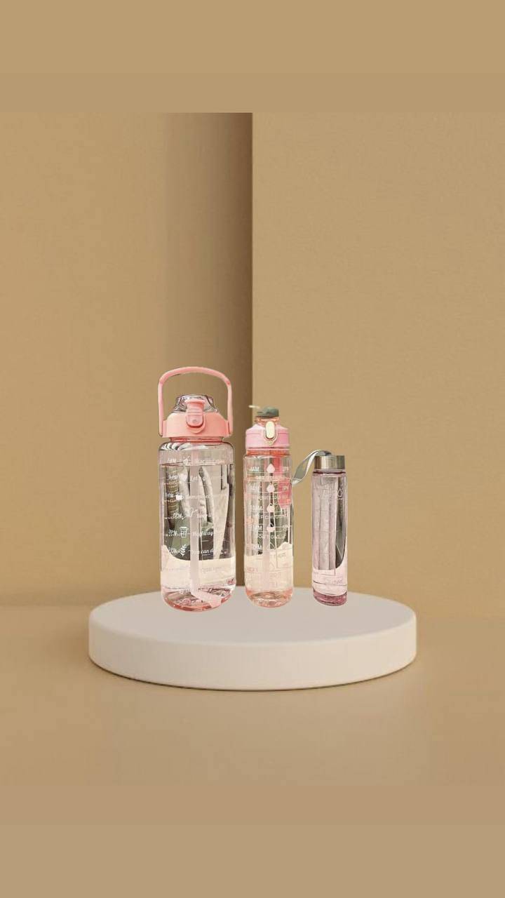 MOONVILLA 3 Pcs Motivational Sipper Water bottle Set Multicolor Plastic Water Bottle 2000 mL ( Set of 3 ) MOONVILLA 3 Pcs Motivational Sipper Water bottle Set Multicolor Plastic Water Bottle 2000 mL ( Set of 3 )