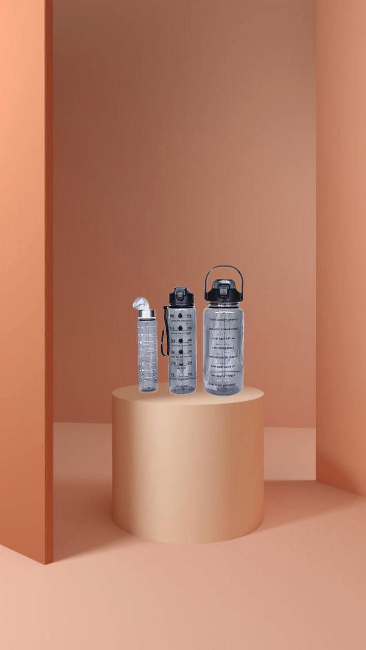 MOONVILLA 3 Pcs Motivational Sipper Water bottle Set Multicolor Plastic Water Bottle 2000 mL ( Set of 3 ) MOONVILLA 3 Pcs Motivational Sipper Water bottle Set Multicolor Plastic Water Bottle 2000 mL ( Set of 3 )