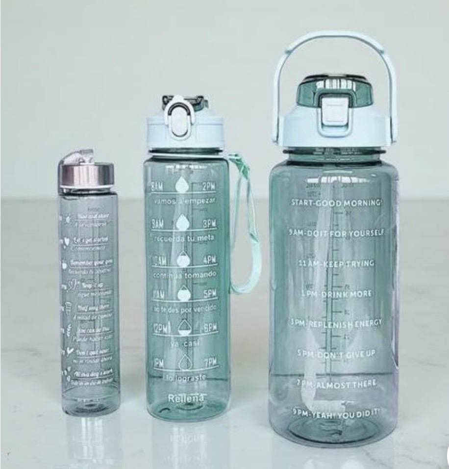 MOONVILLA 3 Pcs Motivational Sipper Water bottle Set Multicolor Plastic Water Bottle 2000 mL ( Set of 3 )     			MOONVILLA 3 Pcs Motivational Sipper Water bottle Set Multicolor Plastic Water Bottle 2000 mL ( Set of 3 )