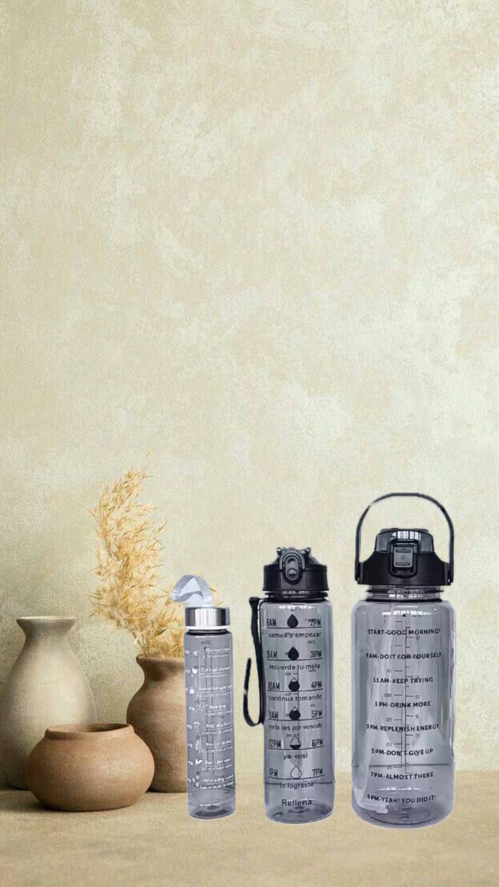 MOONVILLA 3 Pcs Motivational Sipper Water bottle Set Multicolor Plastic Water Bottle 2000 mL ( Set of 3 )     			MOONVILLA 3 Pcs Motivational Sipper Water bottle Set Multicolor Plastic Water Bottle 2000 mL ( Set of 3 )