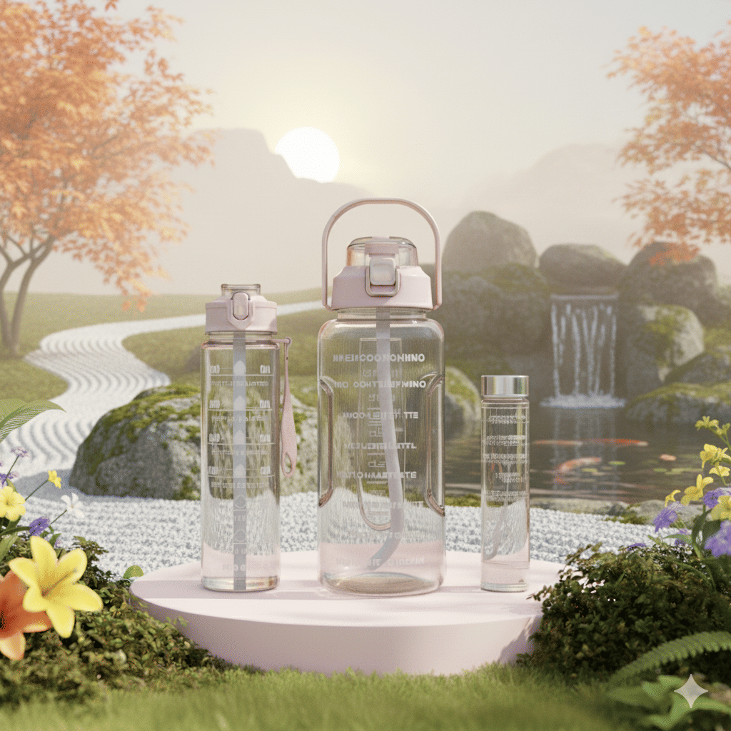 MOONVILLA 3 Pcs Motivational Sipper Water bottle Set Multicolor Plastic Water Bottle 2000 mL ( Set of 3 ) MOONVILLA 3 Pcs Motivational Sipper Water bottle Set Multicolor Plastic Water Bottle 2000 mL ( Set of 3 )