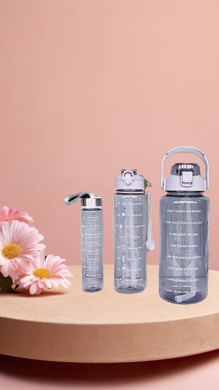 MOONVILLA 3 Pcs Motivational Sipper Water bottle Set Multicolor Plastic Water Bottle 2000 mL ( Set of 3 ) MOONVILLA 3 Pcs Motivational Sipper Water bottle Set Multicolor Plastic Water Bottle 2000 mL ( Set of 3 )
